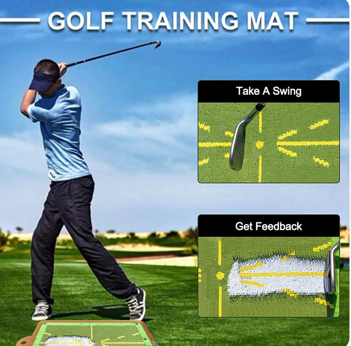 DJD038 Golf Strike Mat Bead Display Track Beginner Training Trace Detection Pad Swing Exerciser